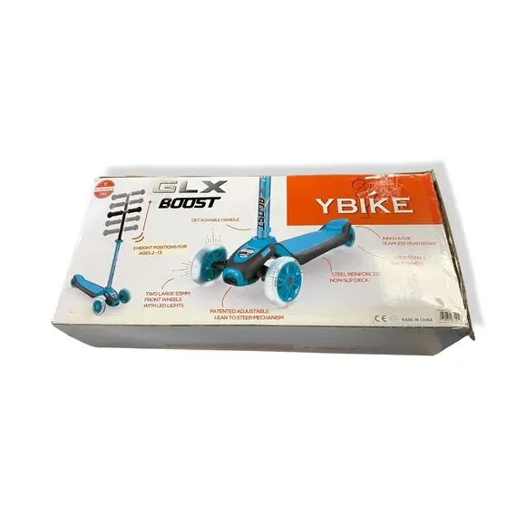 $122 YBike Red GLX Boost Kid Kick Light-Up Scooter Adjustable Steering Handle - Picture 6 of 7